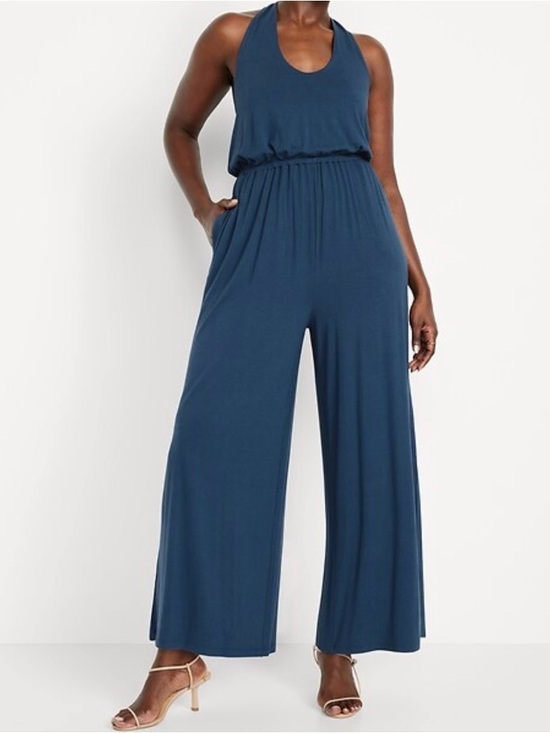 Old Navy Pants - Old Navy Deep Navy Backless Halter Jumpsuit